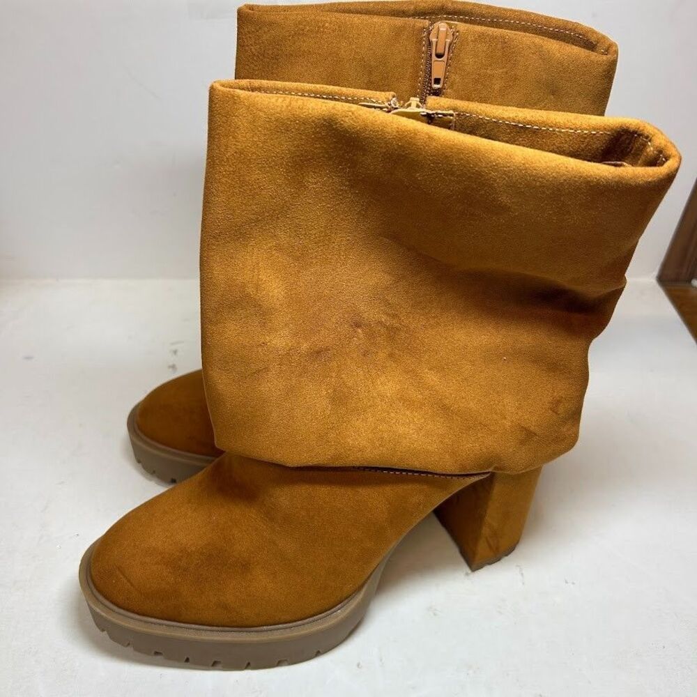 INC Womens 6 M Cognac Brown Acelina Cuff High Heel Dress Boots DISPLAY RD4 - Picture 2 of 5